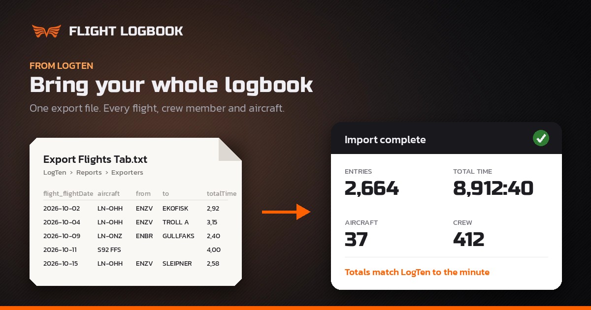Switching from LogTen? Bring Your Whole Logbook With You